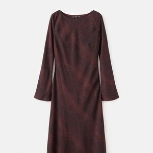 MANGO - A-line animal-print dress burgundy - 6 - Woman